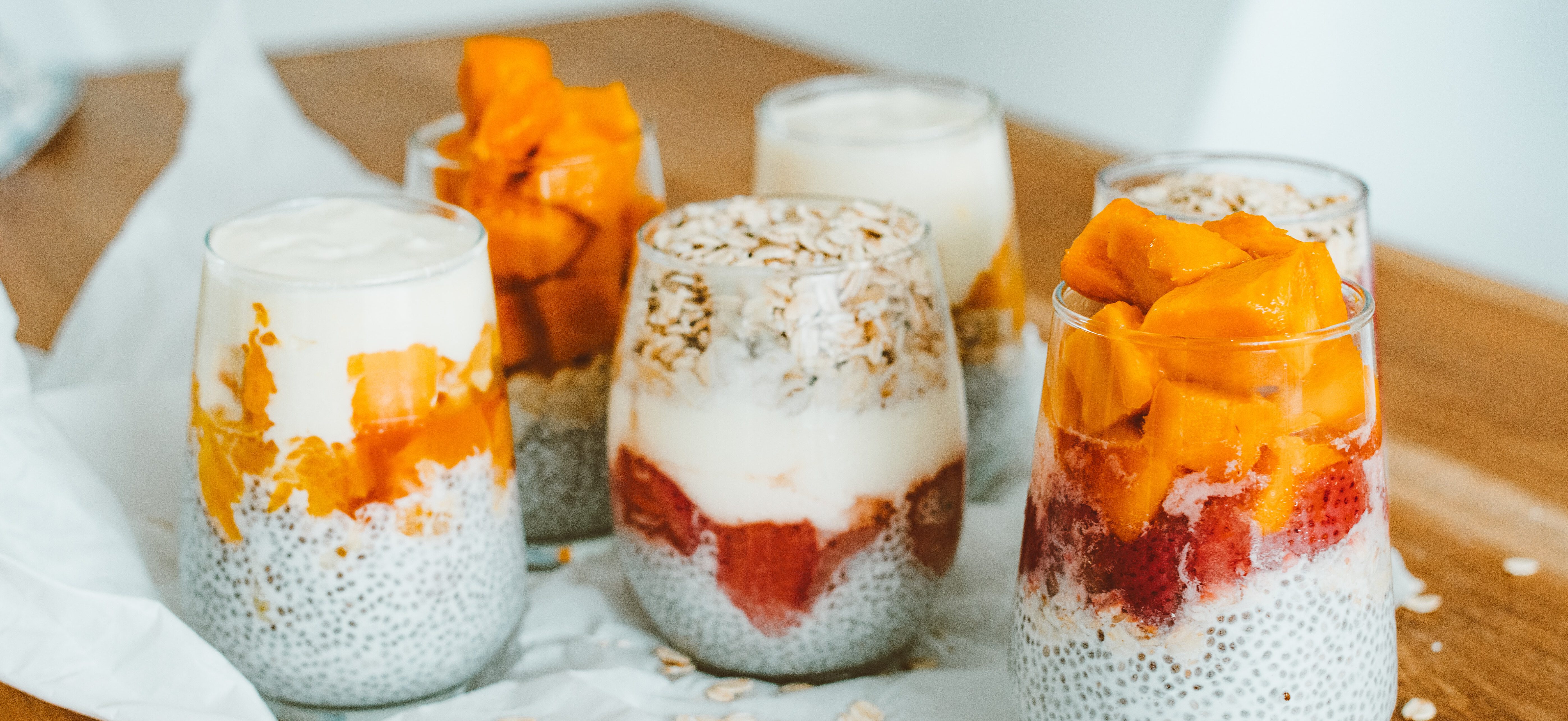 ontbijten met kwark, overnight oats, chia pudding