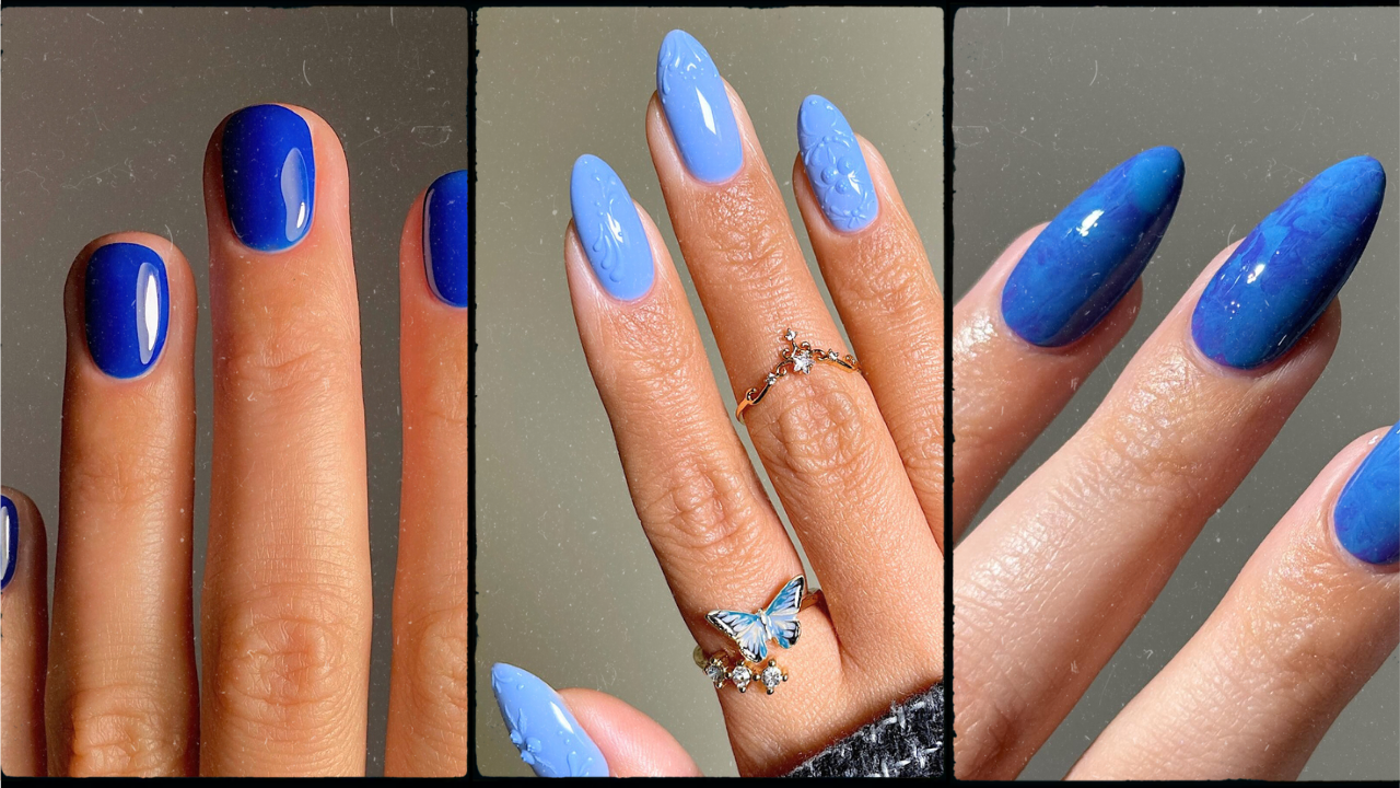 blauw nagelkleur voorjaar nagels