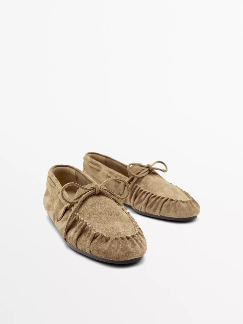 Massimo Dutti Zachte leren moccasins