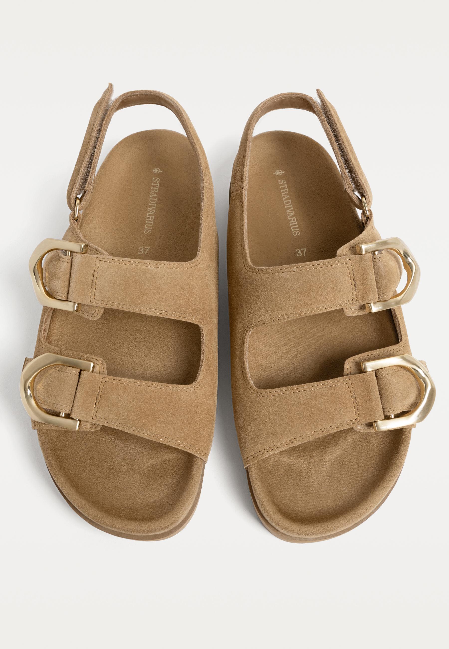 Stradivarius platte leren sandaal
