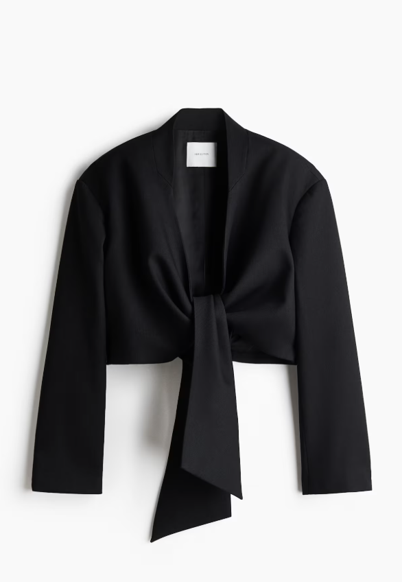 Korte blazer met strikbanden